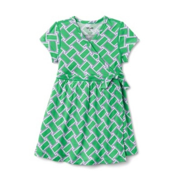 Kids' Short Sleeve Vintage Weave Green Faux Wrap Dress dvf for target new - Picture 3 of 7